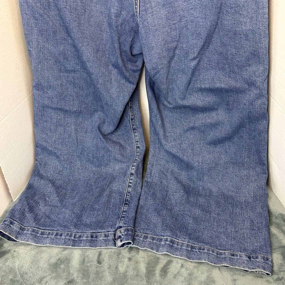 Gap High Rise Wide Leg Crop Jeans Womens 18/34R Blue Dark Wash Stretch Denim - Picture 6 of 9